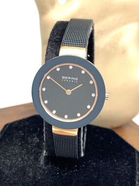 Bering Women's Watch 11429-367 Quartz Rose Gold Blue Mother of Pearl Ceramic